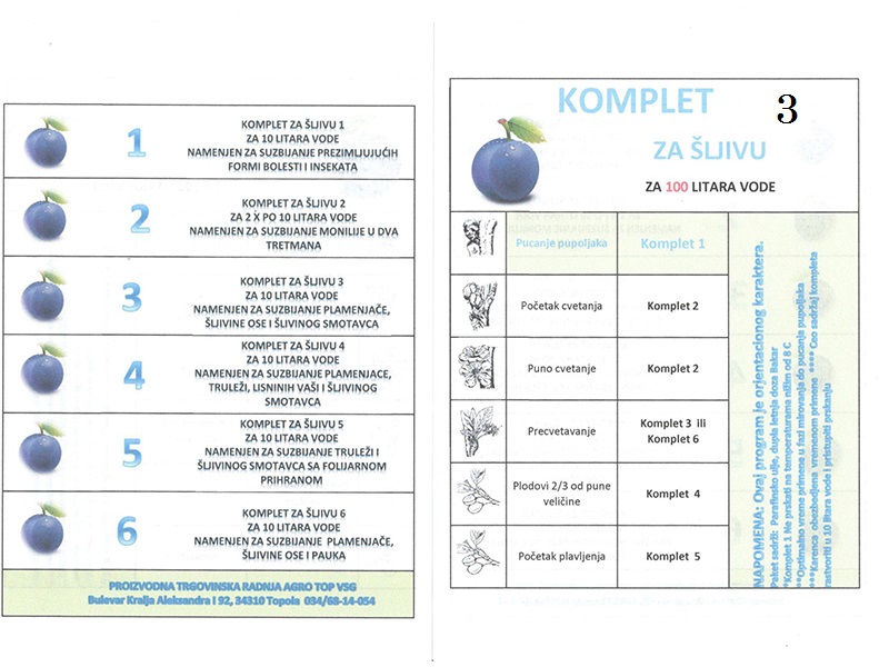 Komplet Sljiva 3 za 100lit