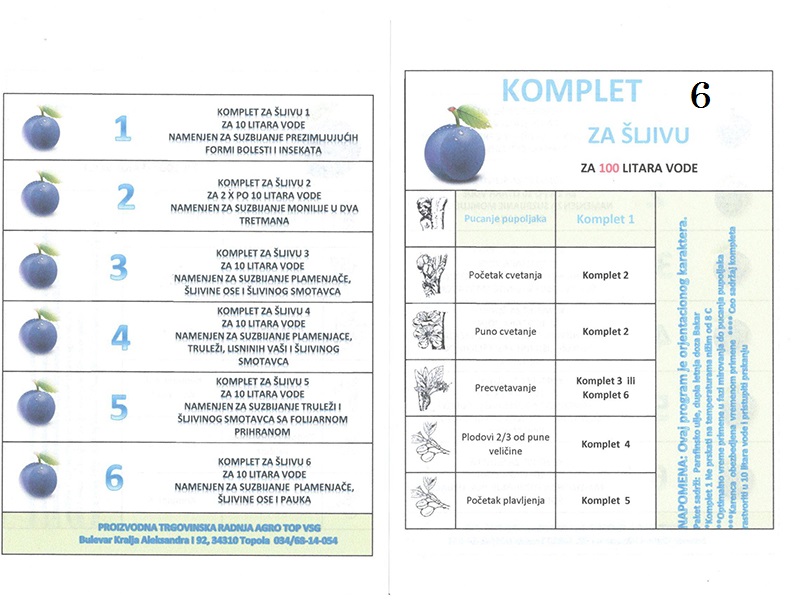 Komplet Sljiva 6 za 100lit