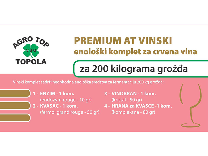 Premium AT vinski enološki komplet za crvena vina 200kg - Slika 2