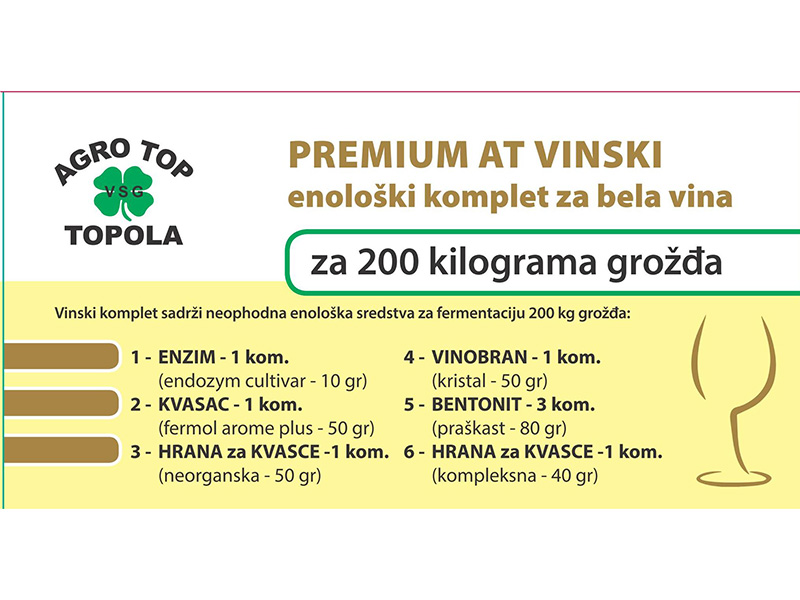 Premium AT vinski enološki komplet za bela vina 200kg - Slika 5